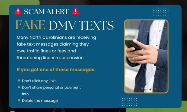 🚨 IMPORTANT: Fake DMV Text Scam Across North Carolina 🚨